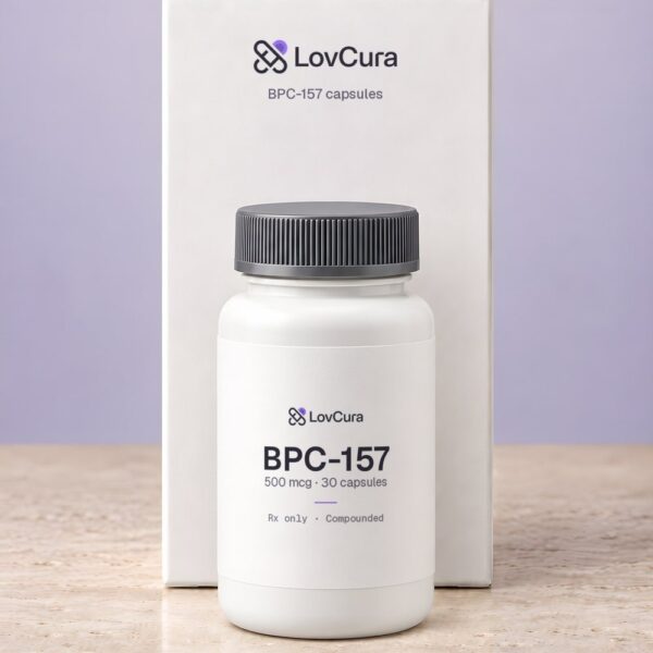 LovCura BPC-157 (500 mcg · 30 capsules), illustrative product photo