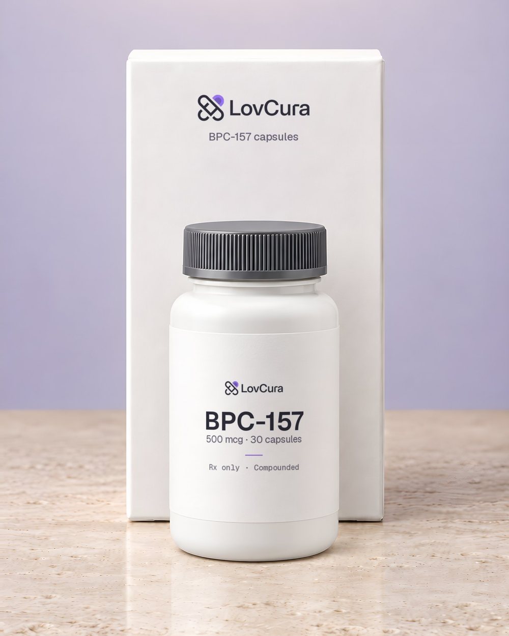 LovCura BPC-157 (500 mcg · 30 capsules), illustrative product photo