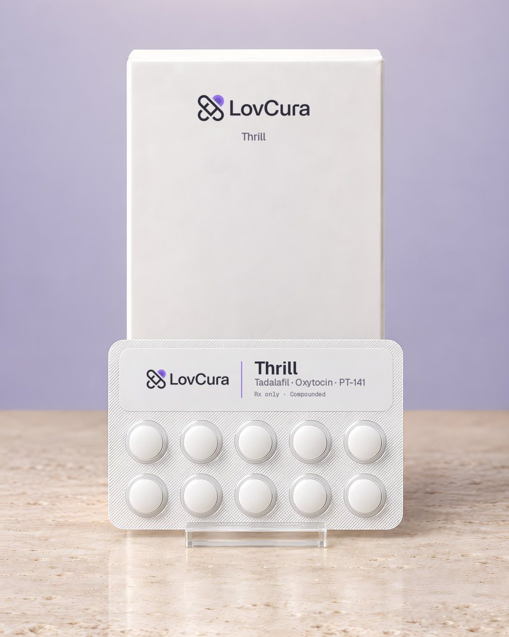 LovCura Thrill (Tadalafil · Oxytocin · PT-141), illustrative product photo
